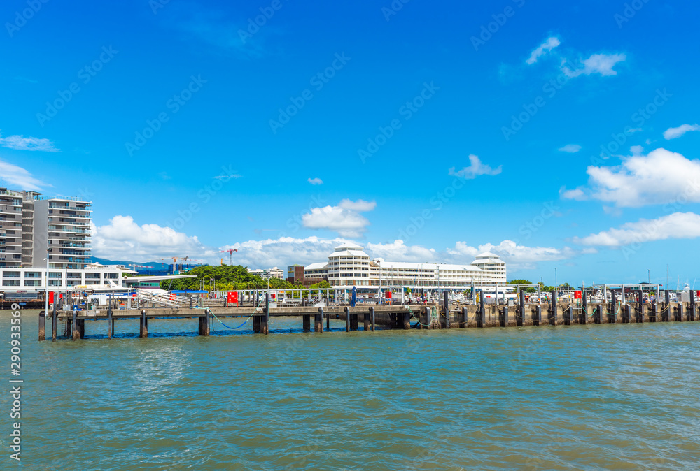 CAIRNS, AUSTRALIA - NOVEMBER 11, 2018: View of the city port. Copy space for text.