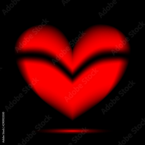 red heart on a black background
