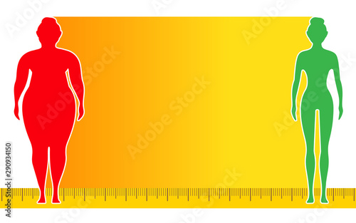 Woman with a obesity. Excess weight problem, fat, health care, unhealthy lifestyle concept design.	
