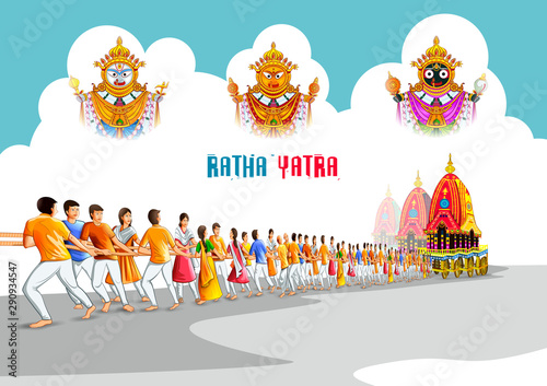 easy to edit vector illustration of Rath Yatra Lord Jagannath festival Holiday background celebrated in Odisha, India