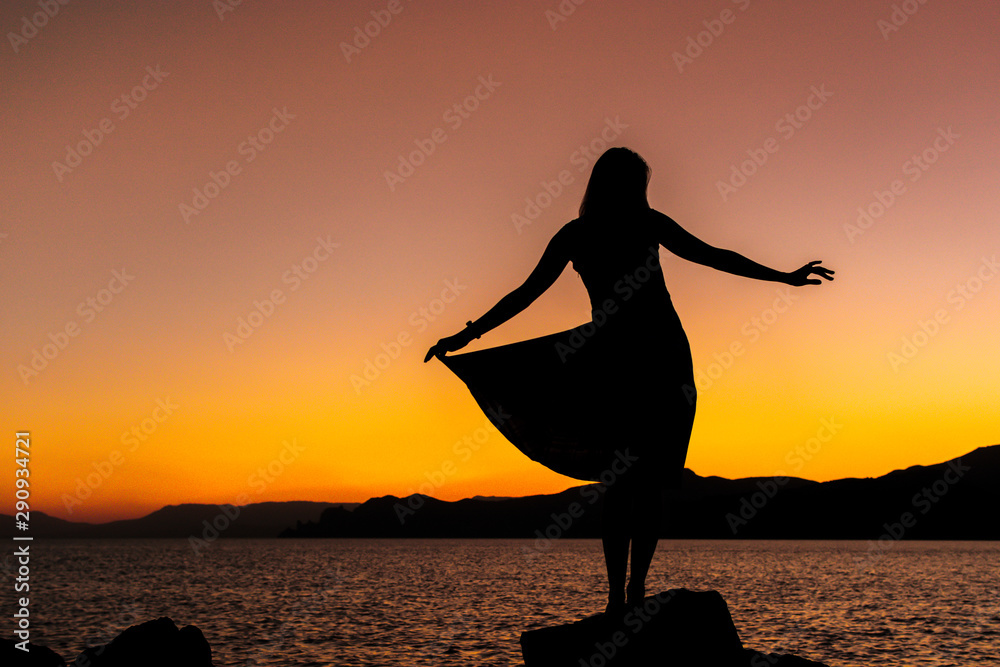 Silhouette of a girl by the sea