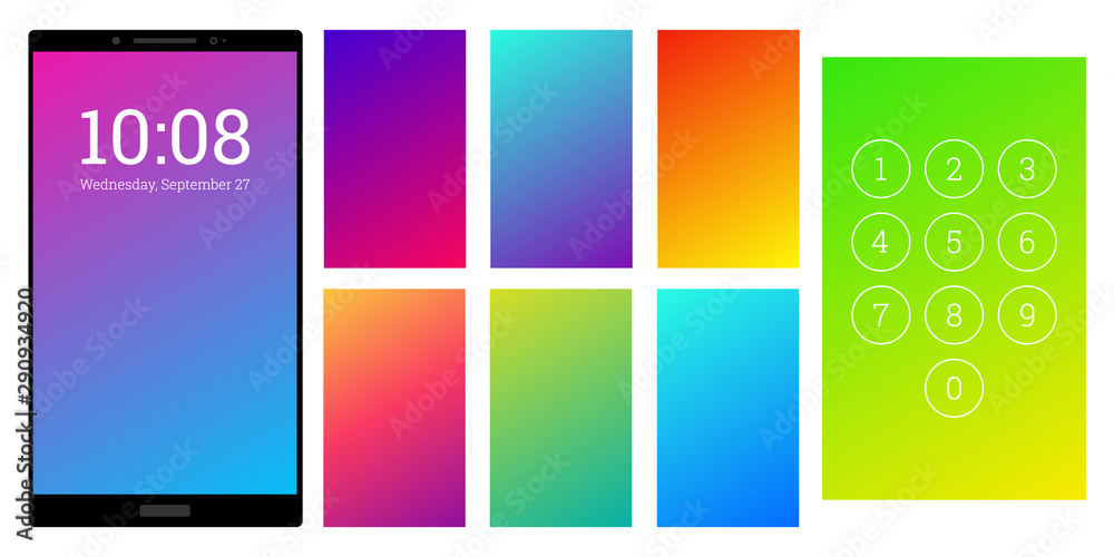 Fototapeta premium Trendy colors gradient screen backgrounds set.