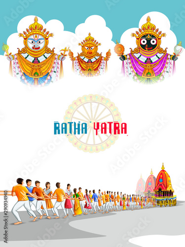 easy to edit vector illustration of Rath Yatra Lord Jagannath festival Holiday background celebrated in Odisha, India