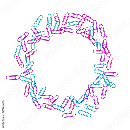 Stationary paperclips isolated on white background