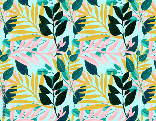 pattern with colored leaves