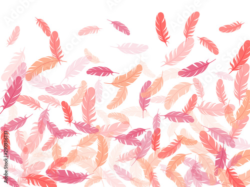 Exotic pink flamingo feathers vector background.
