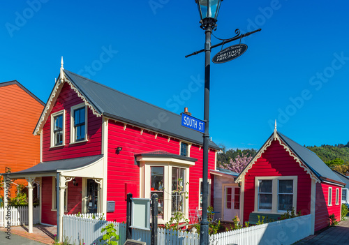 View of buildings on a historic south street, Nelson, New Zealand. photo