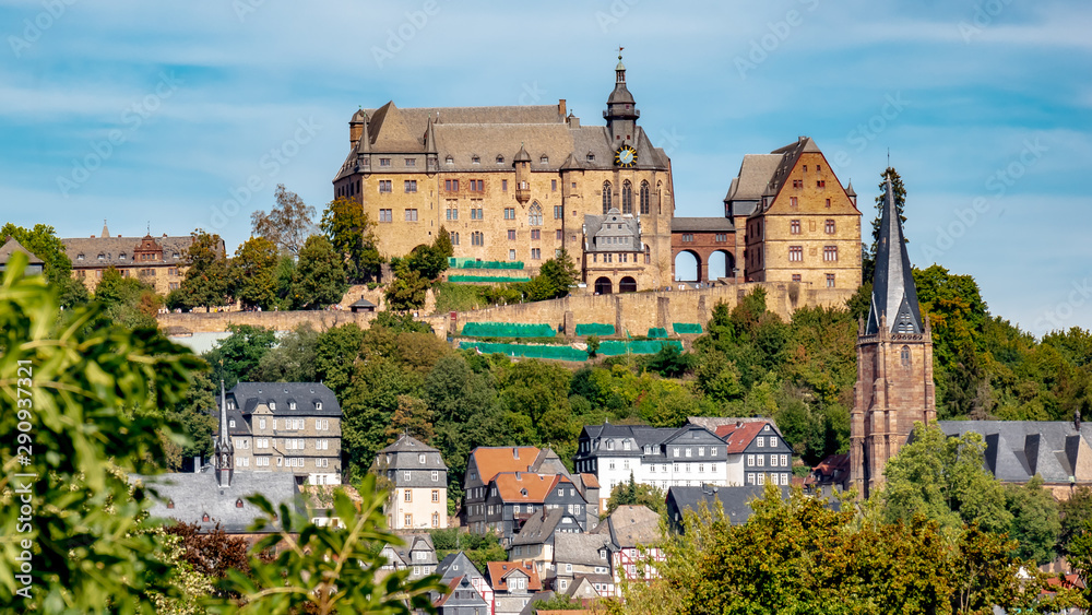 Buildings, Germany, Hesse - The famous Landgrave's Castle in Marburg on the holy Elisabethen path, on a day in September.