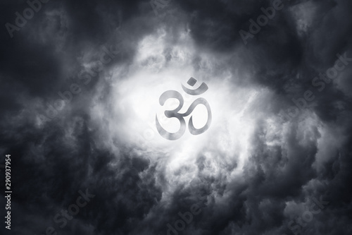 Scary epic sky with menacing clouds. Hurricane wind with a thunderstorm. Stock background, photo