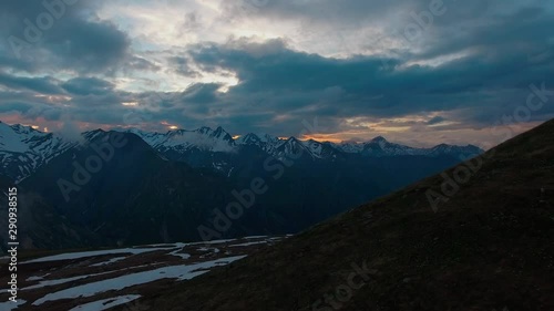 Drone shot above the French Alps in early summer 17