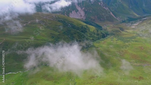 Drone shot above the French Alps in summer 10