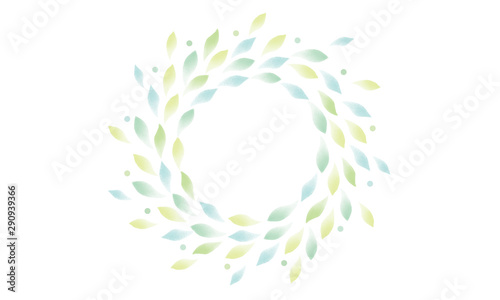 水彩　葉　グリーン　花輪