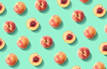 Colorful fruit pattern of fresh peaches