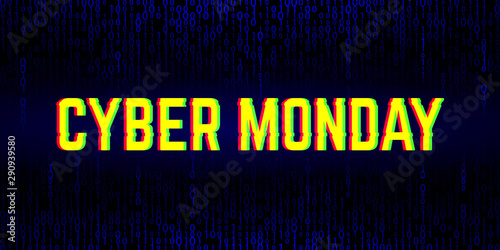 Cyber monday sale banner with anaglyph effect.