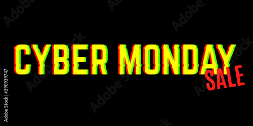 Cyber monday sale banner with anaglyph effect.