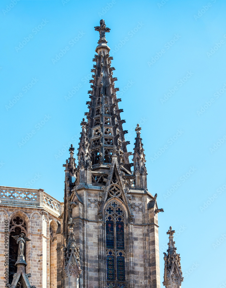 Cathedral of the Holy Cross and Saint Eulalia, Barcelona, Catalonia, Spain. Vertical.