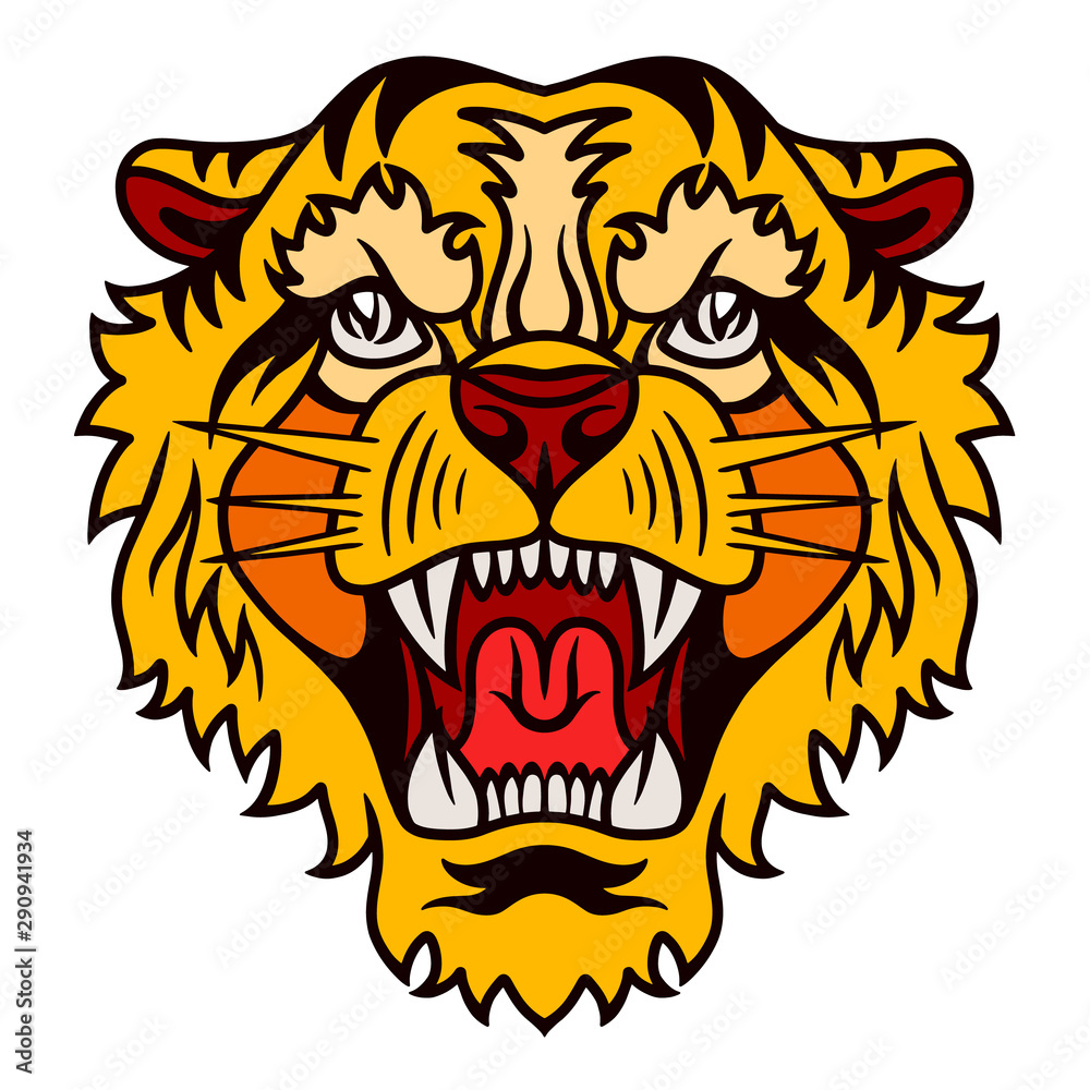 Tiger old school hand drawn retro style. Tiger old school hand drawn retro style.
