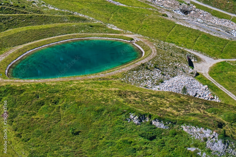 aerial view of a lake in the mountains aerial view of a lake in the mountains