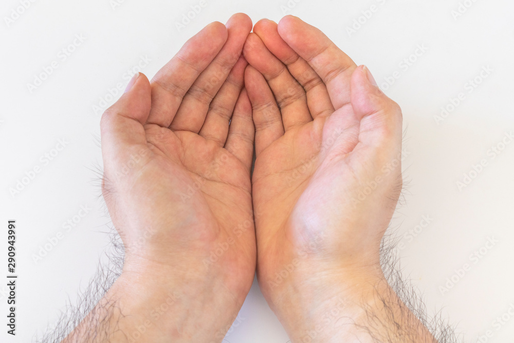 男性の両手ですくうポーズ Stock Photo Adobe Stock