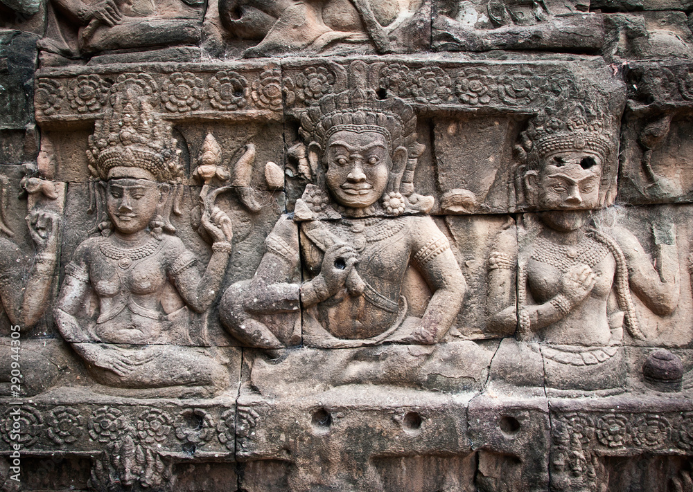Stone carvings at Bayon Temple, Angkor Thom, Siem Reap, Cambodia Stone carvings at Bayon Temple, Angkor Thom, Siem Reap, Cambodia