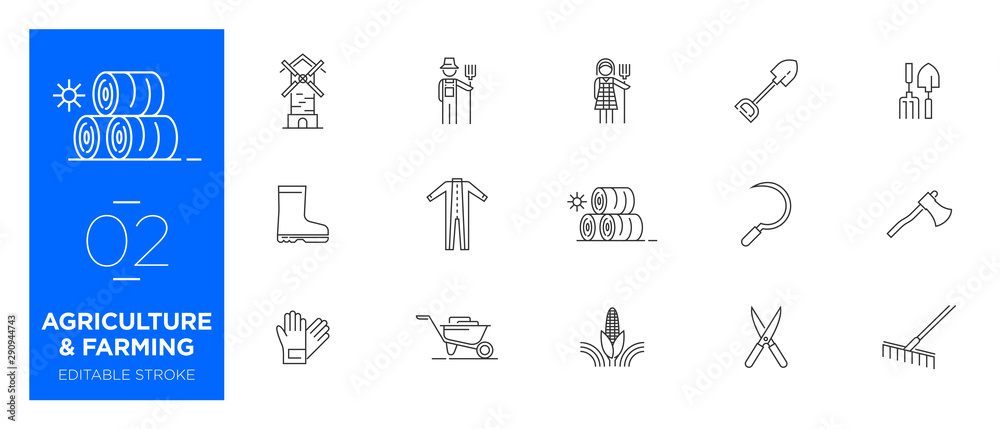 Set of Agriculture and Farming line icons - Modern icons