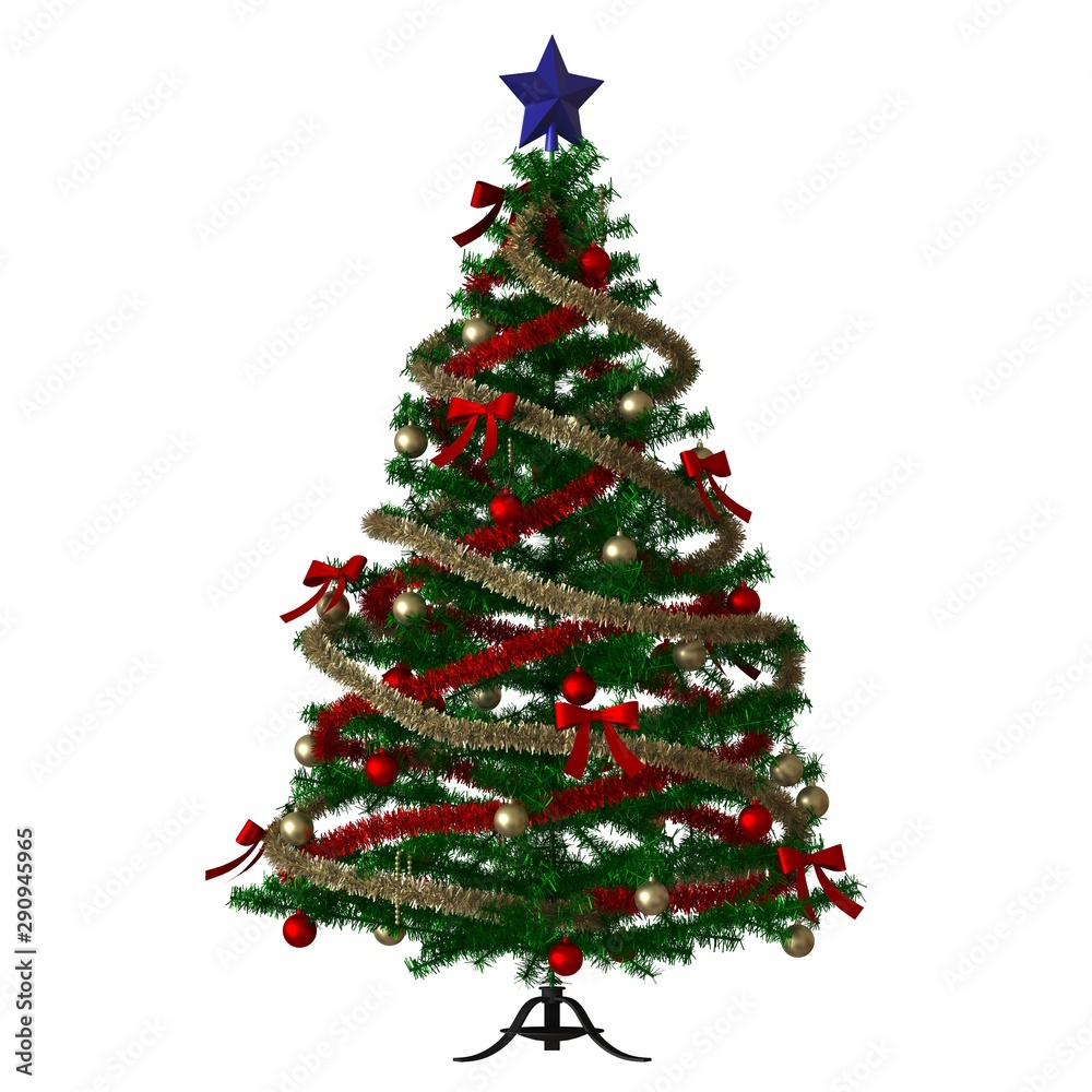 Christmas tree with a blue star on the top, isolate on a white background. 3D rendering of excellent quality in high resolution Christmas tree with a blue star on the top, isolate on a white background. 3D rendering of excellent quality in high resolution