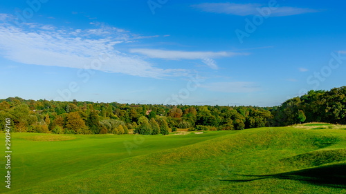 Golf course on a sunny day in Hertfordshire, England