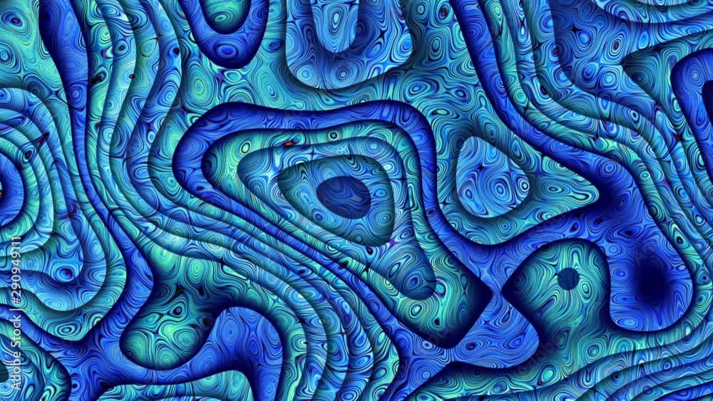 Moving random wavy texture. Psychedelic wavy animated abstract curved shapes. Looping footage. Moving random wavy texture. Psychedelic wavy animated abstract curved shapes. Looping footage.