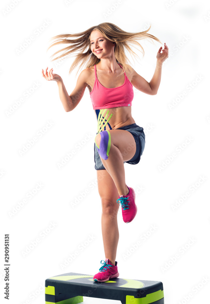 Beautiful young woman jumping on the steppe Beautiful young woman jumping on the steppe