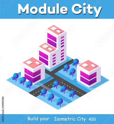 Isometric 3d module block district part