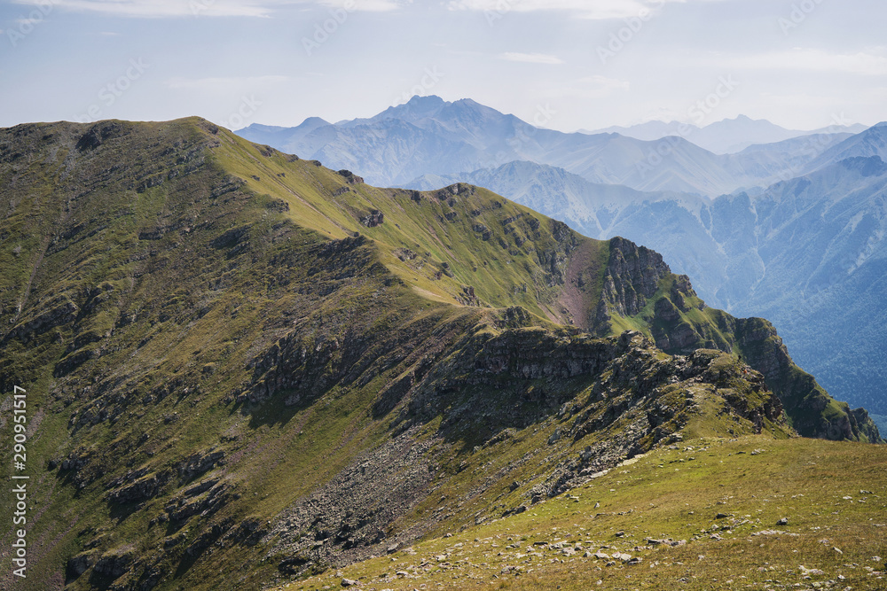 scenic mountain range in summer season