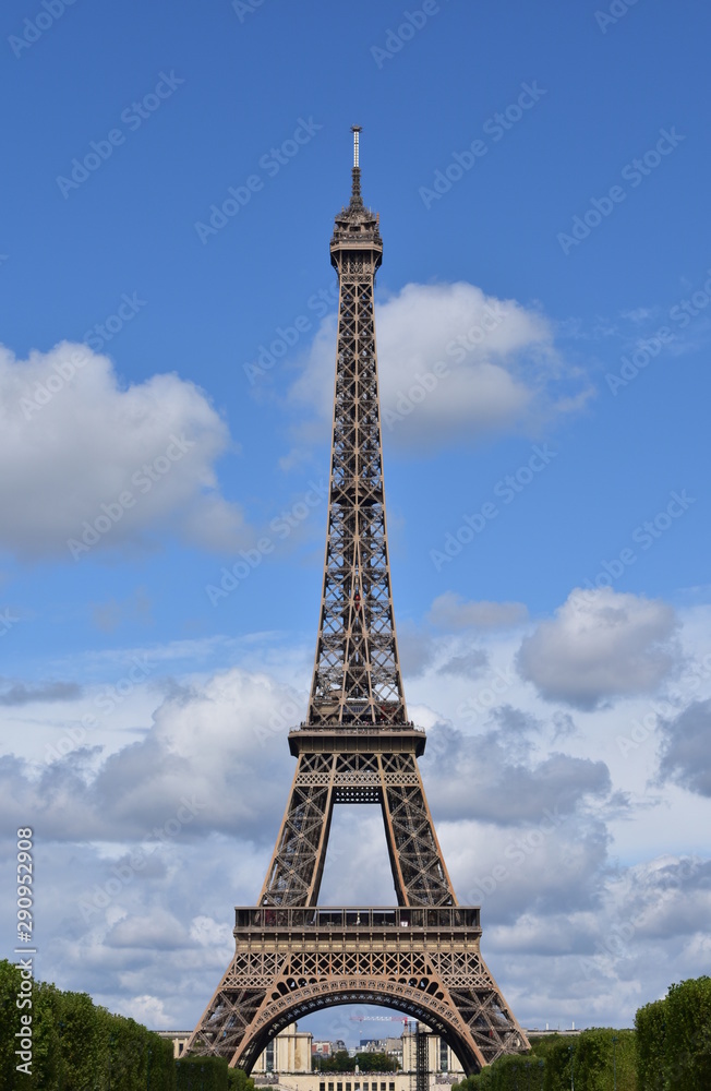 Tour Eiffel from Champ de Mars. Paris, France.