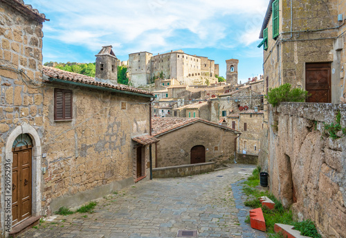 Wallpaper Mural Sorano (Italy) - An ancient medieval hill town hanging from a tuff stone in province of Grosseto, Tuscany region, know as the Little Matera