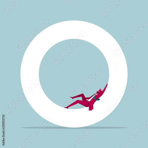 Businessman and alphabet design. Isolated on blue background.
