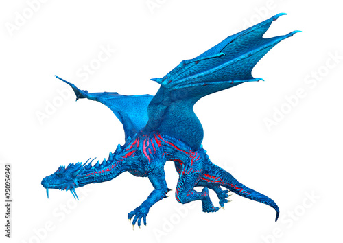 3D Rendering Fairy Tale Dragon on White