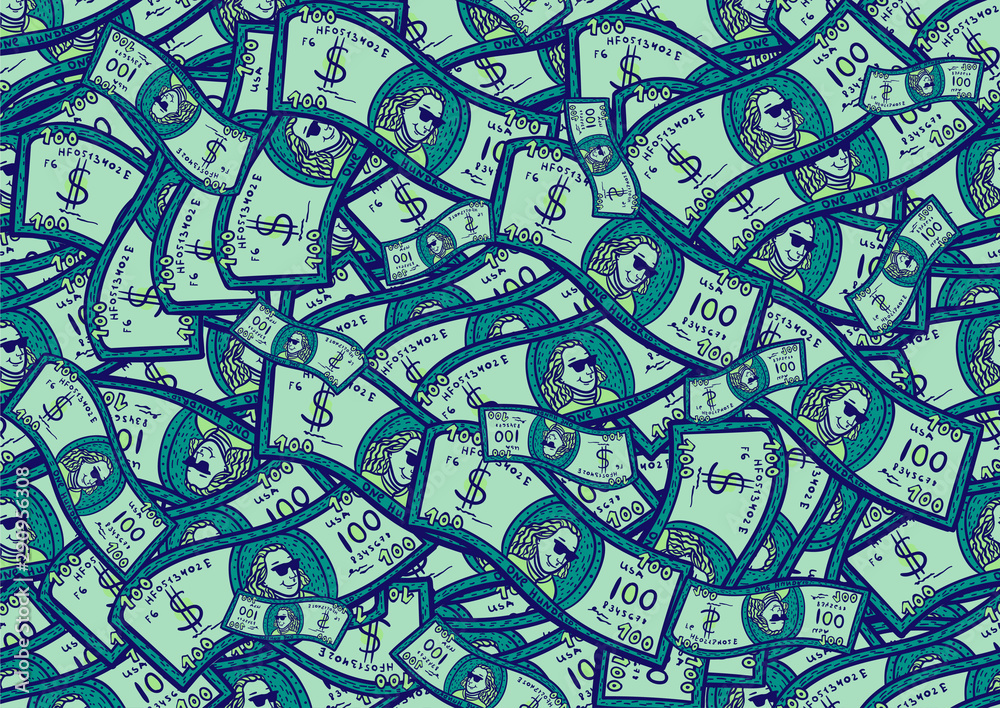 Obraz premium seamless pattern with dollars banknotes