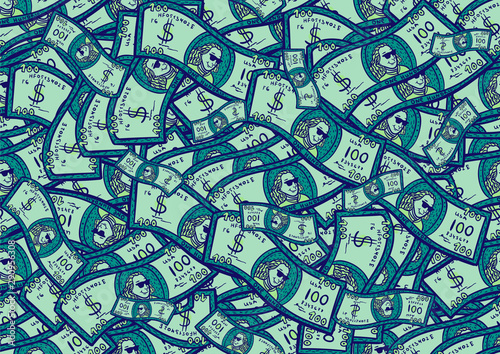 seamless pattern with dollars banknotes