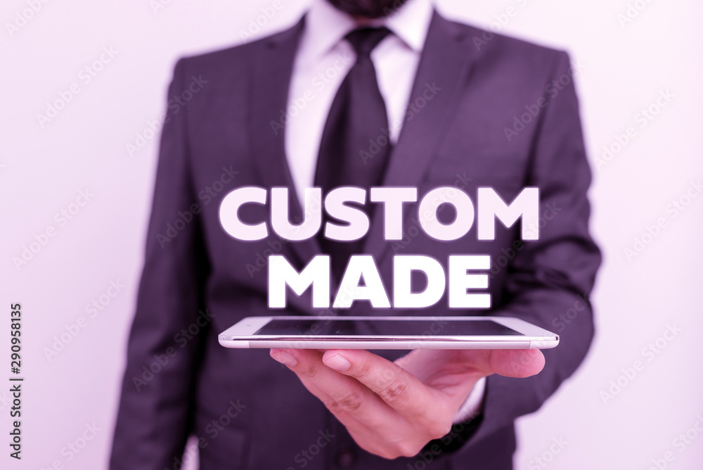 Writing note showing Custom Made. Business concept for something is done to order for particular customer organization Writing note showing Custom Made. Business concept for something is done to order for particular customer organization