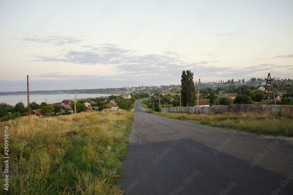 Fototapeta premium landscape with road and clouds