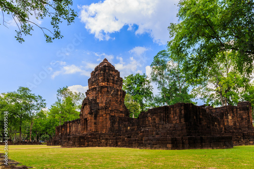 the field in front of the stone castle ruins  Prasat Muang Sing  Thailand