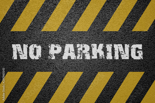 No Parking Sign on asphalt ground