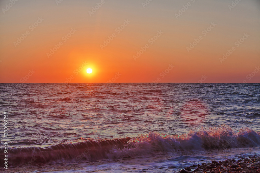 beautiful sea landscape sunset on  mediterranean sea in summer