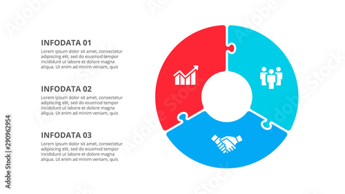 Circle puzzle infographic with 3 options. Vector business template for presentation.