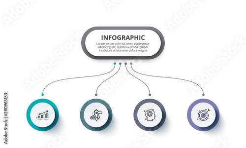 Creative concept for infographic. Business data visualization. Abstract elements diagram with 4 steps, options, parts or processes. Vector business template for presentation.