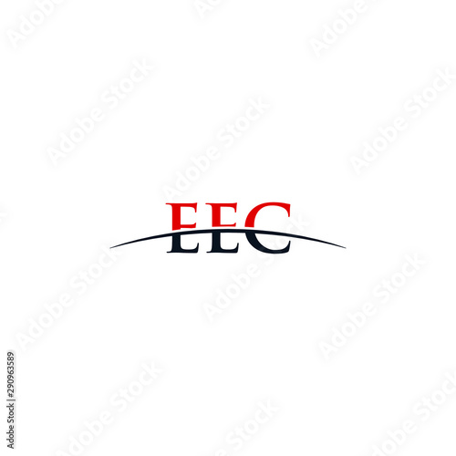 Initial letter EEC, overlapping movement swoosh horizon logo company design inspiration in red and dark blue color vector photo