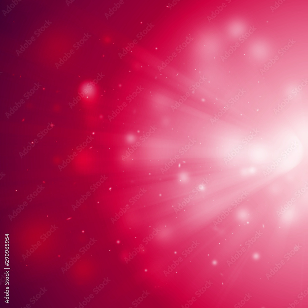 Pink sparkle rays with bokeh abstract elegant background. Dust sparks background.