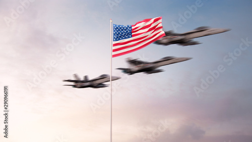 USA Flag With Air Force 