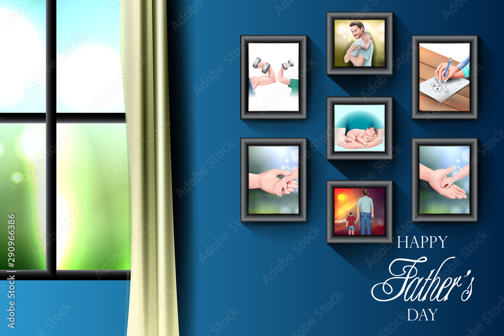 Fototapeta premium easy to edit vector illustration of Happy Father's Day background showing bonding and relationship between kid and father