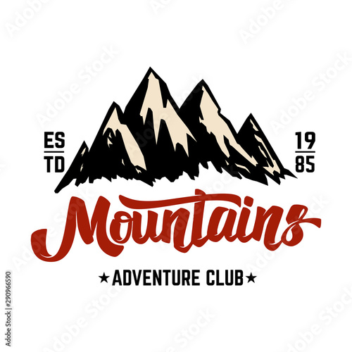 Mountain camp emblem template. Design element for poster  logo  label  sign  badge.