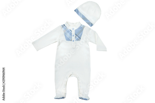 blue and white baby wear on white background